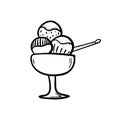 Handdrawn doodle ice cream icon. Hand drawn black sketch. Sign s Royalty Free Stock Photo