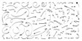 Handdrawn doodle line arrow sign cursor vector set Royalty Free Stock Photo