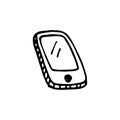 Handdrawn doodle phone icon. Hand drawn black sketch. Sign symbol. Decoration element. White background. Isolated. Flat design. V Royalty Free Stock Photo