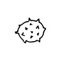 Handdrawn doodle prickle icon. Hand drawn black sketch. Sign symbol. Decoration element. White background. Isolated. Flat design.