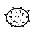 Handdrawn doodle prickle icon. Hand drawn black sketch. Sign symbol. Decoration element. White background. Isolated. Flat design.