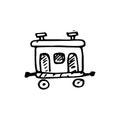 Handdrawn doodle railway carriage icon. Hand drawn black sketch. Royalty Free Stock Photo