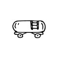 Handdrawn doodle railway carriage icon. Hand drawn black sketch. Royalty Free Stock Photo