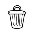 Handdrawn doodle rubbish icon. Hand drawn black sketch. Sign symbol. Decoration element. White background. Isolated. Flat design. Royalty Free Stock Photo