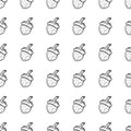 Handdrawn doodle seamless pattern acorn icon. Hand drawn black sketch. Sign symbol. Decoration element. White background. Isolated Royalty Free Stock Photo