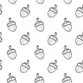 Handdrawn doodle seamless pattern acorn icon. Hand drawn black sketch. Sign symbol. Decoration element. White background. Isolated Royalty Free Stock Photo