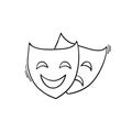 Handdrawn doodle Theater mask icon vector Royalty Free Stock Photo