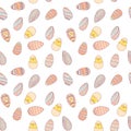 Handdrawn easter seamless pattern with eggs