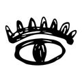 Handdrawn eye doodle icon. Hand drawn black sketch. Sign symbol. Decoration element. White background. Isolated. Flat design. Royalty Free Stock Photo