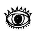 Handdrawn eye doodle icon. Hand drawn black sketch. Sign symbol. Decoration element. White background. Isolated. Flat design. Royalty Free Stock Photo