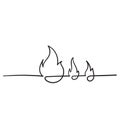 Handdrawn fire icon illustration with single line style