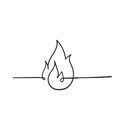 Handdrawn fire icon illustration with single line style