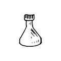 Handdrawn flask doodle icon. Hand drawn black sketch. Sign symbo Royalty Free Stock Photo