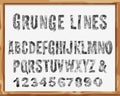 Handdrawn Font. Alphabet and Numbers with Grunge Lines and Strokes. Vector.