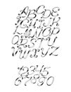 Handdrawn font in black and white, on white background.
