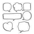 Handdrawn frames speech bubble think cloud black outline