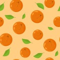 Handdrawn fruit seamless patter with orange, vector illustration, on background. Royalty Free Stock Photo