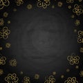 Handdrawn golden flowers on blackboard chalkboard background Royalty Free Stock Photo