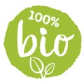 green 100 percent bio label or sign