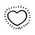 Handdrawn heart doodle icon. Hand drawn black sketch. Sign symbol. Decoration element. White background. Isolated. Flat design.