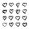 Handdrawn Heart Outline Black Marker Icon Element Vector Collection