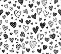 HandDrawn Heart Pattern Background Seamless Doodle Design for Love Romance Valentines Day Projects Texture for Creative Graphics Royalty Free Stock Photo