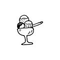 Handdrawn ice cream doodle icon. Hand drawn black sketch. Sign s Royalty Free Stock Photo