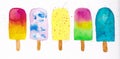 Handdrawn illustration of a set of popsicles