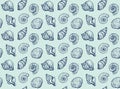 Handdrawn ink seashells seamless pattern pastel color vector Royalty Free Stock Photo
