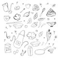 Handdrawn kitchen tools for pancake day Royalty Free Stock Photo