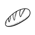 Handdrawn loaf doodle icon. Hand drawn black sketch. Sign cartoon symbol. Decoration element. White background. Isolated. Flat