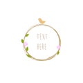 Handdrawn logo frame template circle with flowers and bird vector Royalty Free Stock Photo