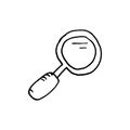 Handdrawn magnifier doodle icon. Hand drawn black sketch. Sign s Royalty Free Stock Photo
