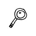 Handdrawn magnifier doodle icon. Hand drawn black sketch. Sign s Royalty Free Stock Photo