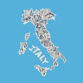 Handdrawn map of Italy Royalty Free Stock Photo