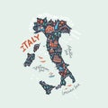 Handdrawn map of Italy Royalty Free Stock Photo