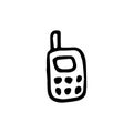 Handdrawn mobilephone doodle icon. Hand drawn black sketch. Sign Royalty Free Stock Photo