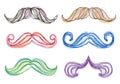 Handdrawn mustache set, vector