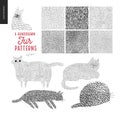 Handdrawn patterns with cats