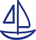 Handdrawn sailboat sea Royalty Free Stock Photo