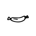 Handdrawn sausage doodle icon. Hand drawn black sketch. Sign symbol. Decoration element. White background. Isolated. Flat design. Royalty Free Stock Photo