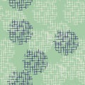 Handdrawn scribble grid textured circles seamless pattern