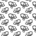 Handdrawn seamless pattern broccoli doodle icon. Hand drawn black sketch. Sign symbol. Decoration element. White background. Royalty Free Stock Photo