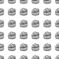 Handdrawn seamless pattern cake doodle icon. Hand drawn black sketch. Sign symbol. Decoration element. White background. Isolated