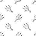 Handdrawn seamless pattern candlestick doodle icon. Hand drawn black sketch. Sign cartoon symbol. Decoration element. White Royalty Free Stock Photo