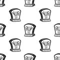 Handdrawn seamless pattern grave doodle icon. Hand drawn black sketch. Sign cartoon symbol. Decoration element. White background.