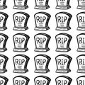 Handdrawn seamless pattern grave doodle icon. Hand drawn black sketch. Sign cartoon symbol. Decoration element. White background.