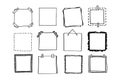 Handdrawn set of square scribbles frame. Doodle line empty frames Royalty Free Stock Photo