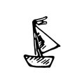 Handdrawn ship doodle icon. Hand drawn black sketch. Sign symbol