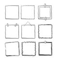 Handdrawn square doodle frame collection vector